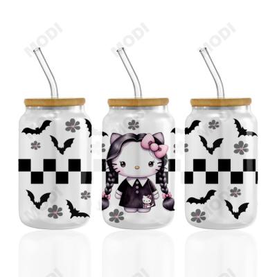 China 10000+ Diseños Nuevos Diseños Personaje de dibujos animados UV DTF Cup Wrap Transferencia de pegatinas para 16 oz Libbey botellas de vidrio copas tazas en venta