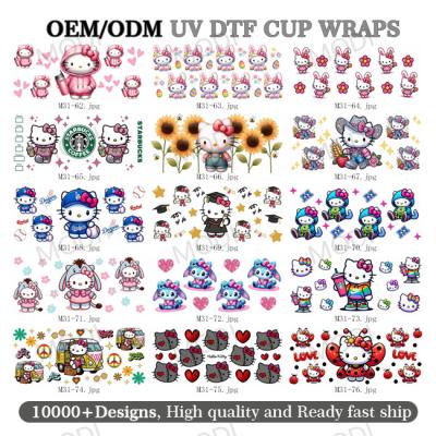 Cina UV DTF Cup Wrap Transfer Sticker per coppe di lavorazione del vetro Decal Sticker per 16OZ Libbey Glass Cups Coffee Theme Cartoon in vendita