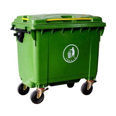 China China Wholesale Sustainable Indoor Outdoor Universal 660L Plastic Recycle Trash Can With Lid Large Trash Container Wheelie Rubbish Bins for sale