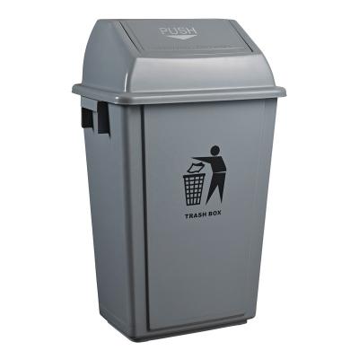 China Sustainable 60L Rectangle Trash Bin Swing Lid Plastic Waste Bin for sale