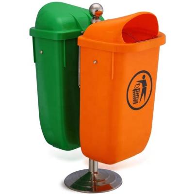 China Viable Twin 50 Liter Trash Plastic Garbage Container Double 13 Gallon Trash Cans for sale