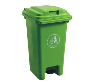 China Sustainable 80L Plastic Sanitary Waste Recycling Low Moq Outdoor Green Square Public Waste Bin for sale