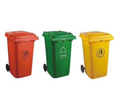 China 240L Sustainable Plastic Garbage Bins Garbage Recycle HDPE Garbage Bin Wholesale En840 Cover Free Printing Outdoor Rolling Type All-Season for sale