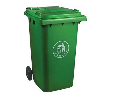 China Sustainable Plastic Industrial Trash Can 240 Liter Moving Waste Container Trash Can Two Wheels Waste Bin for sale