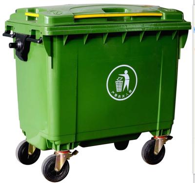 China 660 Liter Sustainable Mobile Large Waste Bins Plastic Industrial Trash Can for sale