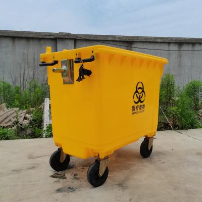 China Wheelie Sustainable Bin POS Container Medical Waste 1100L Waste Plastic Waste Bins For Hospital for sale