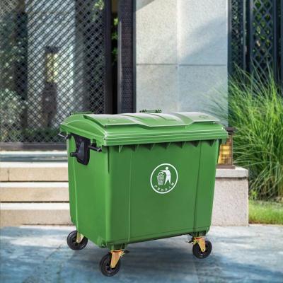 China Large Sustainable Waste Container 1100 Liter 1100L HDPE Foot Pedal Bin Outdoor Waste Trash Bin for sale