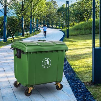 China Big Size 1100 Liter Movable Plastic Waste Bin Waste Bin Sustainable Waste Bins for sale