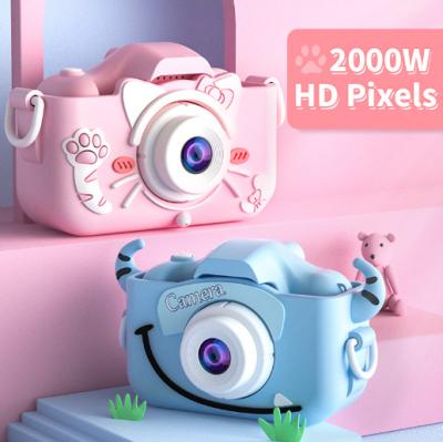 China Dual Lens Camera high quality cat dog animal style pink blue color dual lens camera 2 inch toy camera mini photo kids camera for boys and girls for sale