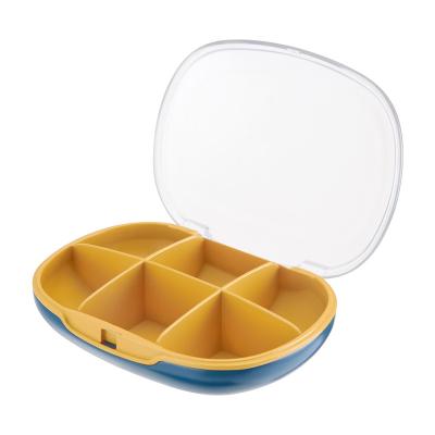 China Mini Small Medicine Round viable 7-day pill box, convenient 6-grid household transparent plastic medicine box for sale