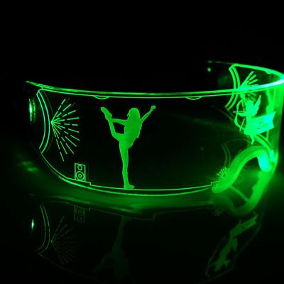 China LED Toy Glasses Wireless Luminous Glasses Glow Party Costume Sunglasses Acrylic Plastic Bar Led Light Up Christmas Glasses For Funny for sale