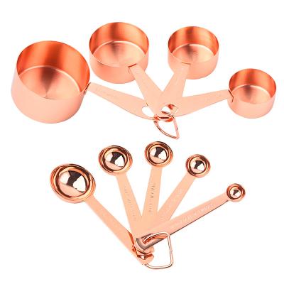 China Viable Cooking Tool 9 Piece Copper Measuring Cups And Spoons Set With Engraved Measurements For Sale for sale