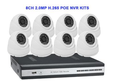 China 8CH 2.0MP H.265 POE NVR KITS With Dome IP IR Camera for sale