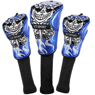 China Durable Custom Premium Leather Embroider Knitted Golf Club Headcover for sale