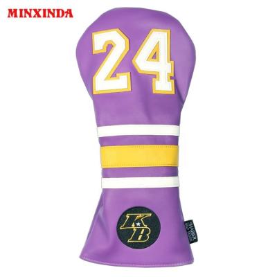 China #24 Applique Goat Goat Golf Durable Purple Leather Golf Cover Golf Club Drop-shipping Number 24 PU Drop-shipping Club Headcover Driver Cover for sale