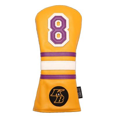 China Durable Drop-shipping PU Number 8 Yellow Leather Applique Embroidery Golf Club Headcovers For FW Fairway Wood for sale