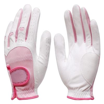 China Custom Pink Microfiber PU Anti-Slip Elastic Women's Golf Gloves Lightweight/Breathable/Comfortable for sale