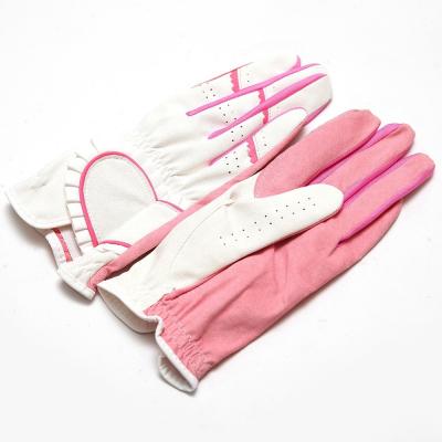 China Premium Soft PU Leather Women Pink Ladies Wholesale Custom Design Lightweight/Breathable/Comfortable Love Golf Gloves for sale