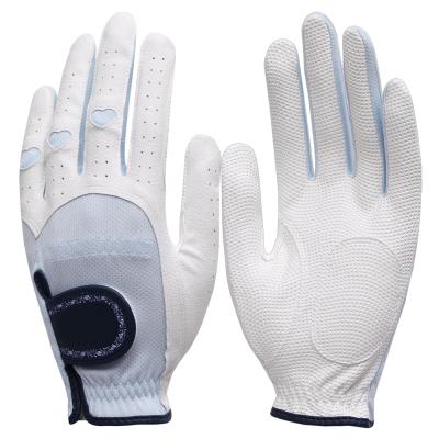 China Custom Made Lightweight/Breathable/Comfortable Women Golf Gloves Elastane Mesh Breathable Anti-Slip and PU Leather for sale