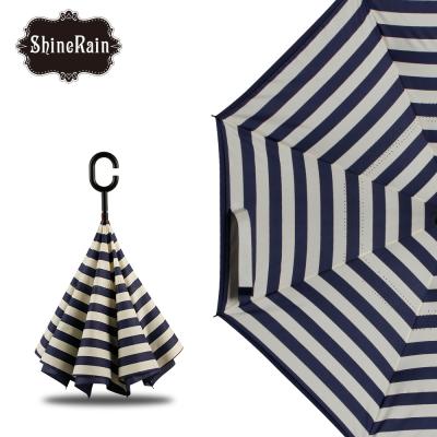 China Upside Down Umbrella Reverse Promotional Hands Free Travel Pongee Lily Umbrella Mobile Phone for sale