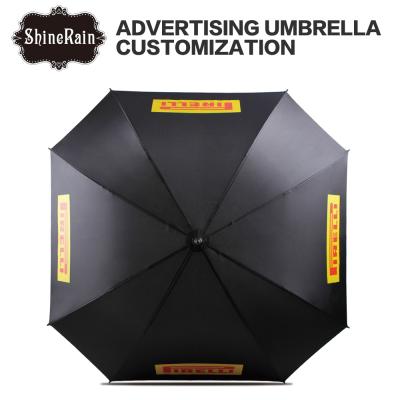 China High Quality Sports Wooden Handle Pongee Umbrella Golf Wood Handle Straight Square Storm Long Sports Advertising Umbrellas Ribs for sale