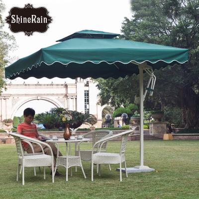 China Leisure Traditional Green Square Umbrella Garden Yard Outdoor Sun Beach Umbrella for sale