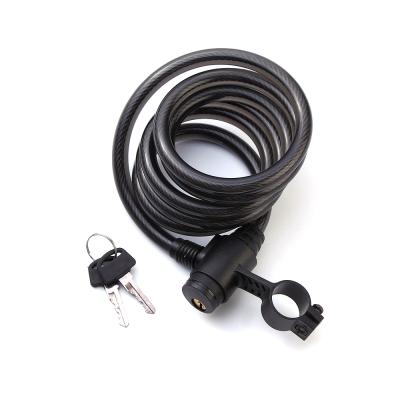 China 4 Feet PVC Anti-Scratch Coating Mountain Road Bike Bicycle Cable Anti-theft Coating Steel Lock with Bracket Included for sale