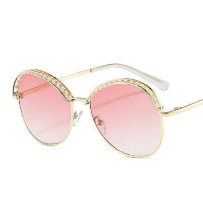 China New Style Fashion Steampunk Glasses Retro Glasses Metal Pearl Rimmed Women's Sunglasses Fashion Glasses Sunglasses for sale