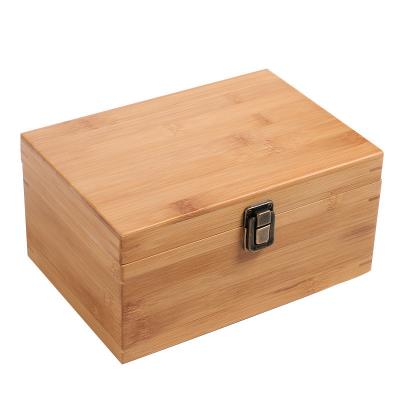 China Custom Environmental Handmade Wooden Storage Case Pine Wood Logo Rectangle Wooden Packing Box With Lock for sale