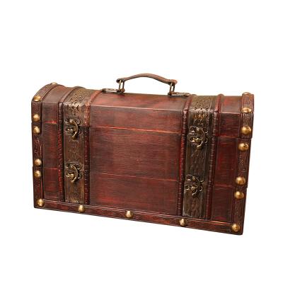 China Handmade Environmental Small Retro Custom Square Storage Gift Jewelry Box Wooden Treasure Box for sale