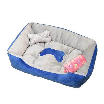 China Travel Dog Bed Artificial Fur Warm Fluffy Calm Dog Bed Washable Soft Short Plush Pet Bed for sale