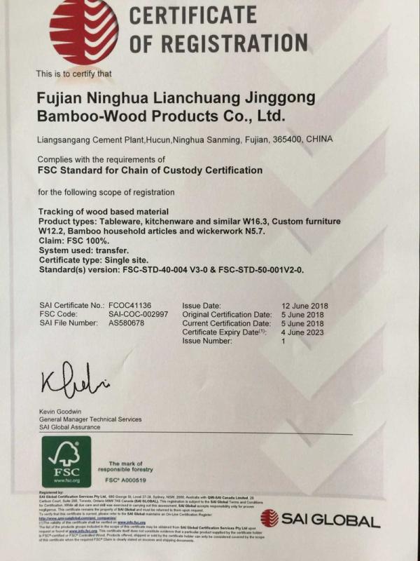 FSC - Fujian Province Ninghua Lianchuang Jinggong Bamboo-Wood Products Co., Ltd.