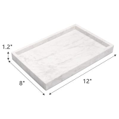 China Decorative Serving Towel Tray LCJG For Jewelry Candle Soap Storage Tray Handmade Nightstand Tray Marble Stone Rectangle for sale