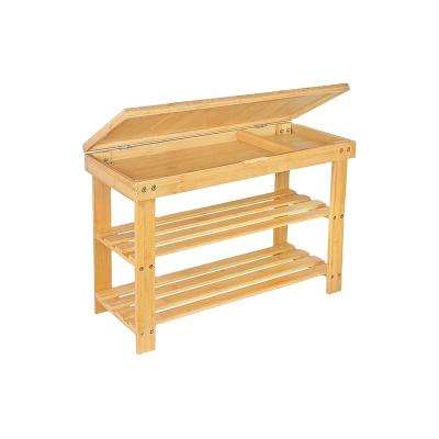 China (Other)Wholesale Adjustable Bamboo Shoe Rack Bench 3-Tier Entryway Organizer Shelf With Storage Drawer for sale