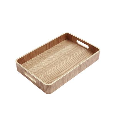 China Home Wholesale Rectangle Tea Wooden Breakfast Tray Food With Handles Perfume Plywood Serving Tray for sale