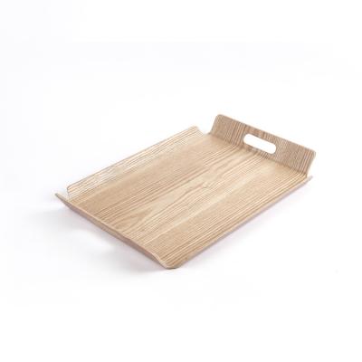 China Wholesale Home Anti-Slip Rectangle Kitchen Sized Wooden Breakfast Serving Tray With Handles for sale