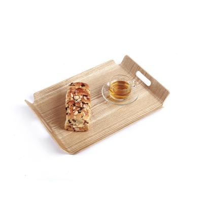 China Wholesale Bulk Rectangle Home Tray Breakfast Tray Fancy Chocolate Tray With Wooden Serving Handles for sale