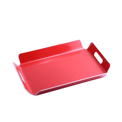 China Food Grade Safety Red Color Lacquer Serving Frame Home Bread Tray Plywood Wooden Rectangle for sale