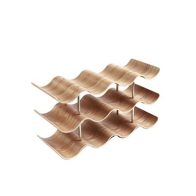 China 2 Layers High Quality Viable Countertop Funny 5 Bottle Wine Rack Wine Rack Shelf Mahogany Wood Furniture for sale