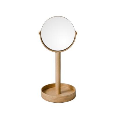 China Factory direct sales modern nature glass bamboo mirror with bamboo cosmetic table make up mirror for sale