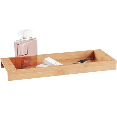 China Bathroom Organizer Vanity Tray Natural Wood Eco Friendly Eco Friendly Bamboo Toilet Tissue Holder Tray Bamboo Soap Holder for sale