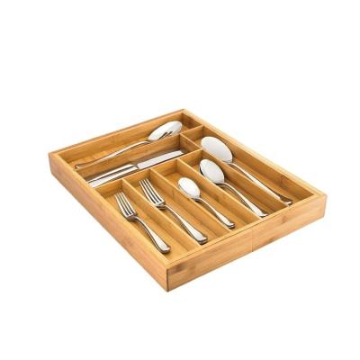 China High Quality Viable Bamboo Storage Tray Box For Home Kitchen Tableware Storage Kitchen Cutlery Organizer for sale