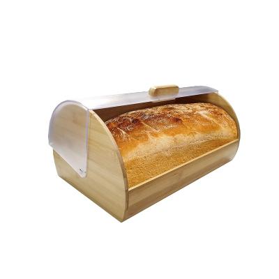 China Cheap Natural Bamboo Bread Box Kitchen Storage Lid Bread Box Pure Bamboo Elegant Acrylic Acrylic Trash Can With Easy Slip Cover for sale