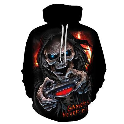 China New High Street 3D Skull Pattern Men's Hoodies Horror Theme Print Sweatshirt Hoodie Autumn And Winter Fashion Pullover Men's Sportswear for sale