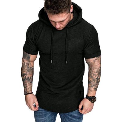 China New Arrival Men's Solid Color Wicking Cotton T-shirt Exercise Hoodie Custom Made Short Sleeve Sports Casual Sports Logo Gym Anti-Wrinkle for sale