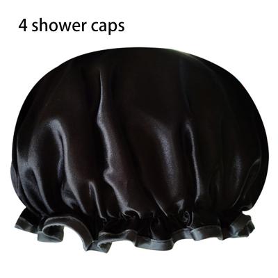 China 12.5 Inch Waterproof Shower Cap 4 Double Layer Double Layer Hotel Room Household Shower Cap Viable Special Adult Print Logo Customized for sale