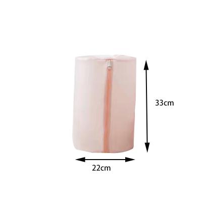 China 22 x 33 cm Modern Cylindrical Pink Mesh Laundry Bag for sale