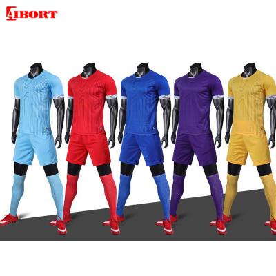 China Mens Sublimation Printing Football Jersey Soccer Jersey Adult Football Uniform Soccer Wear Xiamen Blue Yellow Apparel Manufacturer for sale