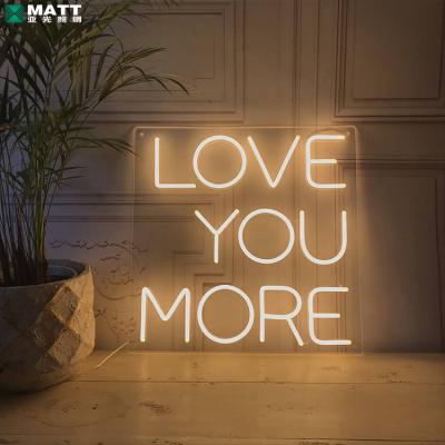 China Custom Buildings Matt LED Neon Sign Light Factory Decoration Wedding Cable Letters Love You More Led Neon Sign for sale