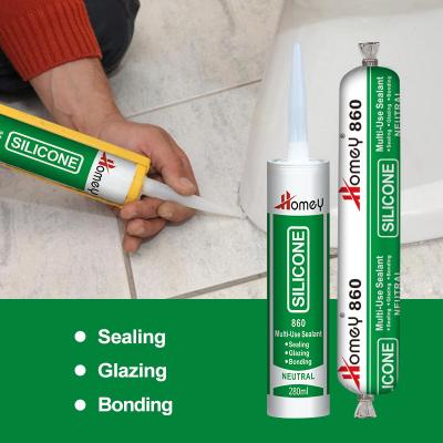 China 600ml Sausage Or 300ml Cartridge Waterproof Weatherproof White Clear Neutral Cure Silicone Sealant for sale